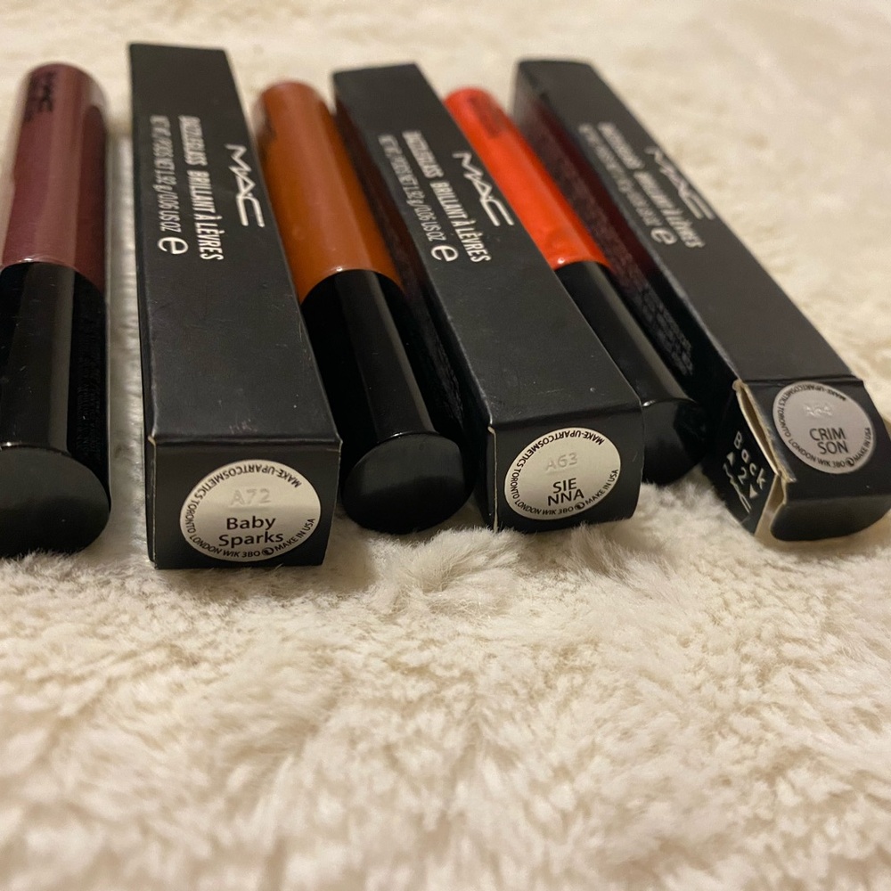 MAC Cosmetics Lip Gloss Collection - Baby Sparks, Crimson, NNA